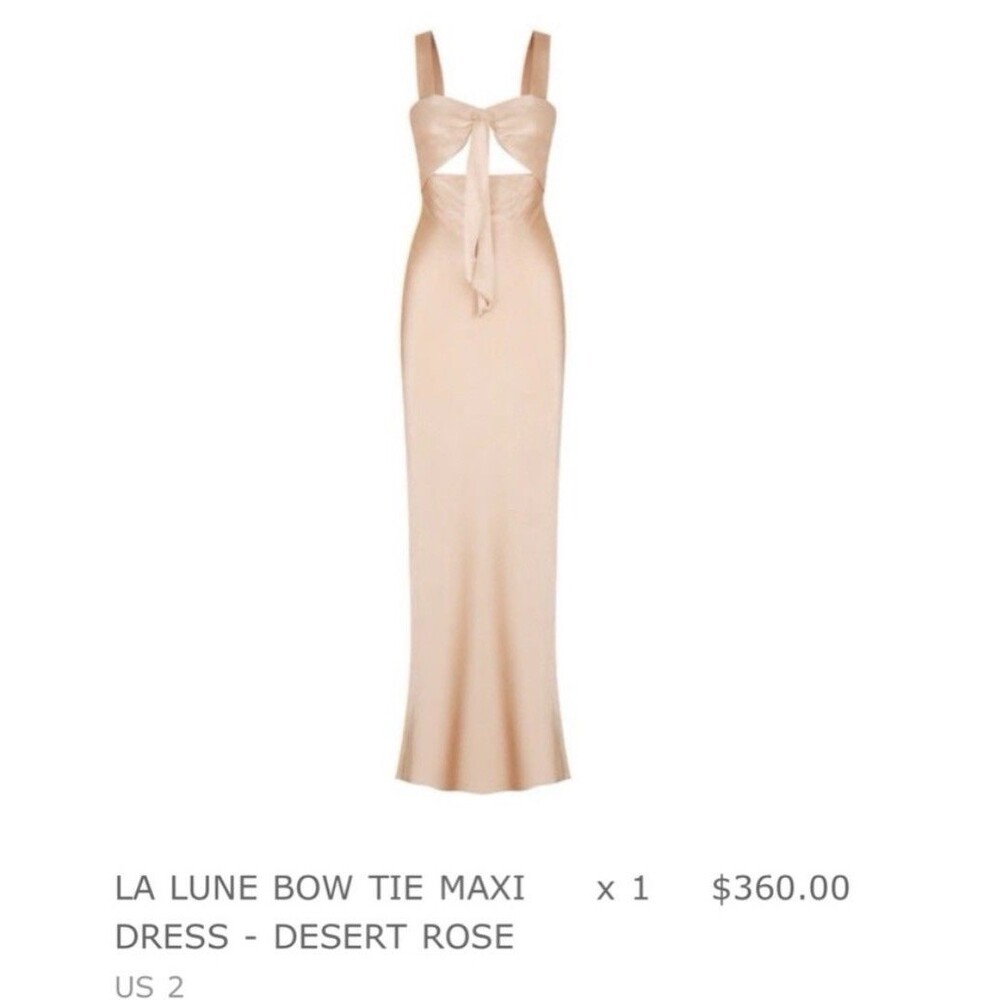 Cutout Tie Front Sweetheart Neck Slit La Lune Bow Tie Maxi Dress Desert Rose